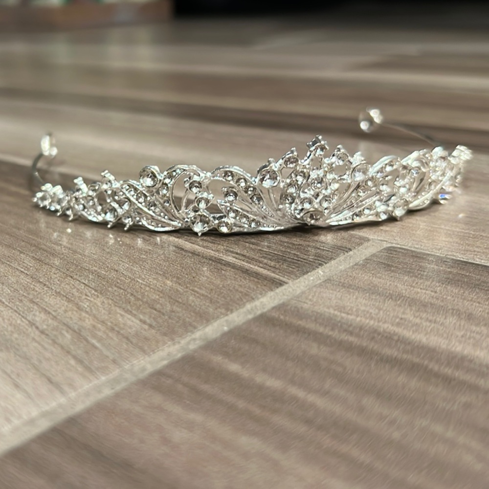2 Elegant Silver Crystal Girls Tiaras